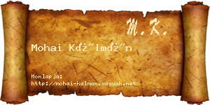 Mohai Kálmán névjegykártya